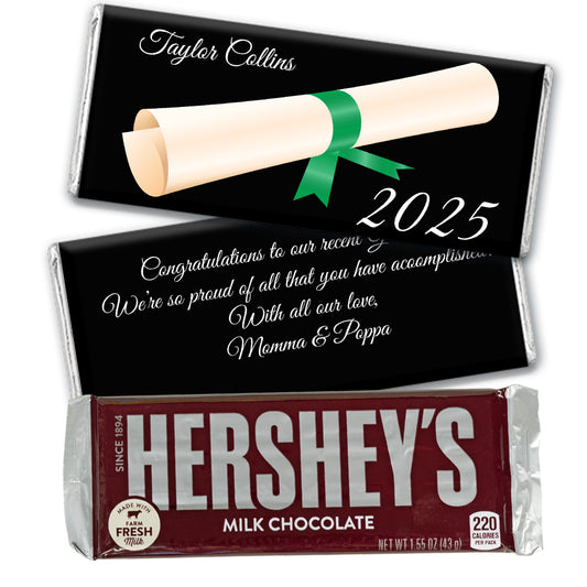 Green Graduation Personalized Hershey's Milk Chocolate Bar Diploma