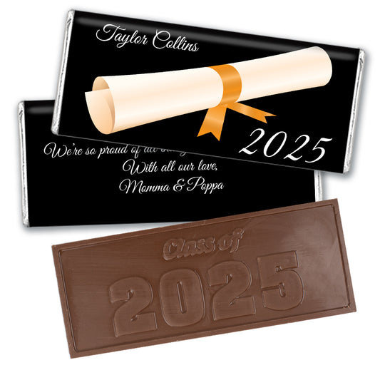 Orange Graduation Personalized Embossed Chocolate Bar Diploma