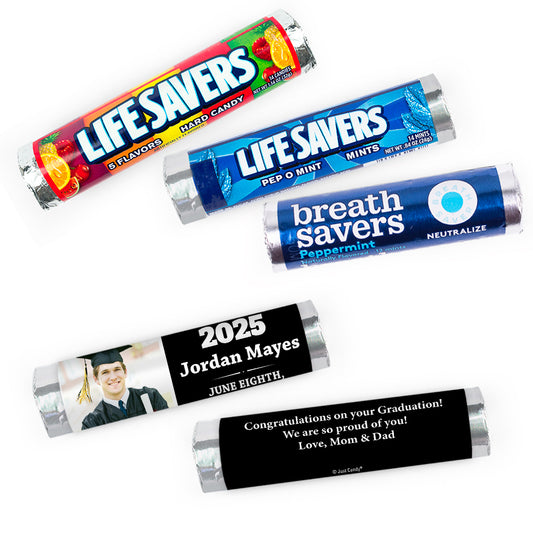 Personalized Black Graduation Simple Photo Lifesavers Rolls (20 Rolls)