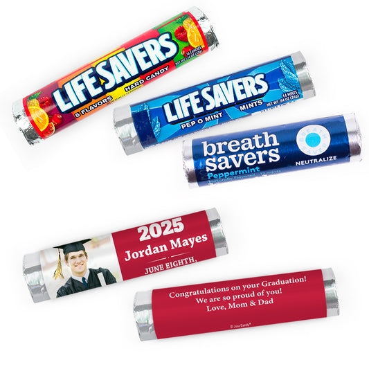 Personalized Red Graduation Simple Photo Lifesavers Rolls (20 Rolls)