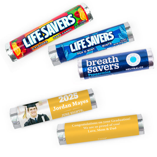 Personalized Yellow Graduation Simple Photo Lifesavers Rolls (20 Rolls)