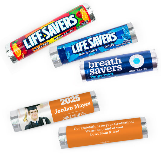 Personalized Orange Graduation Simple Photo Lifesavers Rolls (20 Rolls)