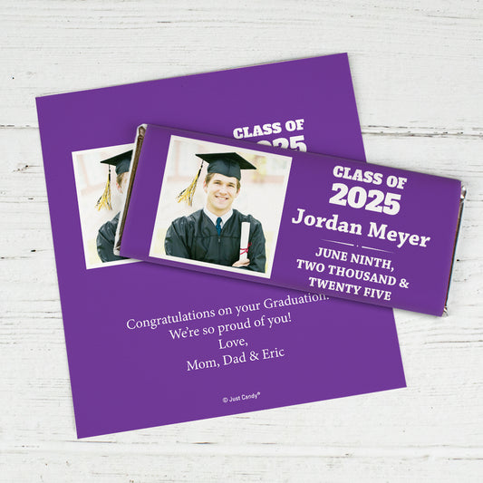 Purple Graduation Personalized Chocolate Bar Wrappers Simple Photo