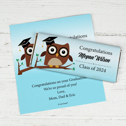 Graduation Personalized Chocolate Bar Wrappers Owl Pre-School