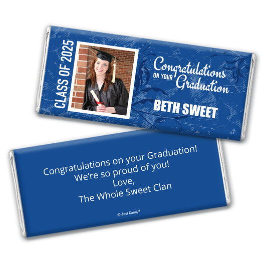 Graduation Personalized Hershey's Milk Chocolate Bar Photo Floral Background