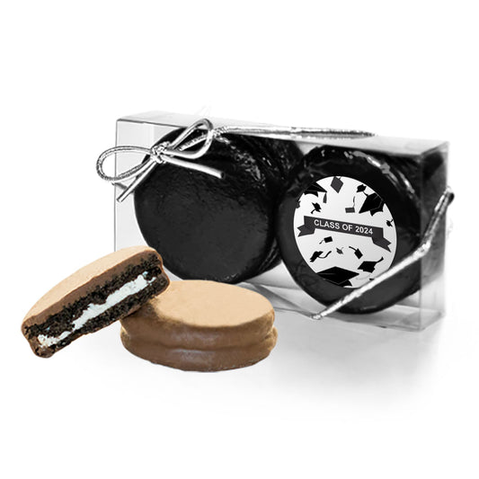 Graduation Tossed Caps 2PK Chocolate Covered Oreo Cookies