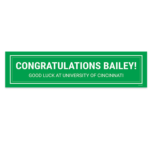 Personalized Solid Color Green Graduation 5 Ft. Banner