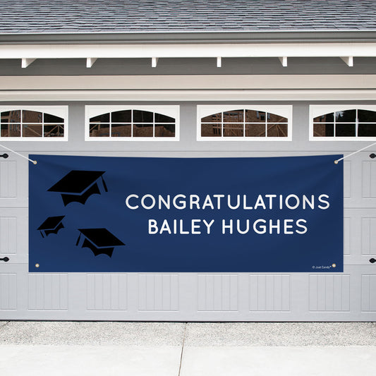 Personalized Graduation Giant Banner - Grad Caps