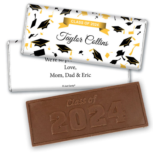 Graduation Personalized Embossed Chocolate Bar Tossed Caps