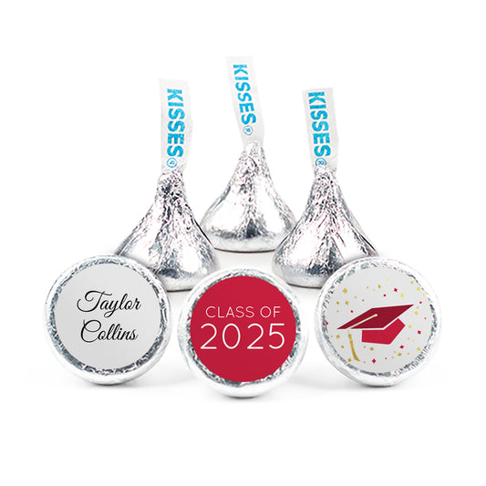 Red Graduation 3/4" Sticker Cap & Confetti (108 Stickers)