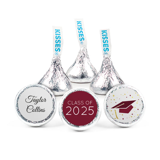 Maroon Graduation 3/4" Sticker Cap & Confetti (108 Stickers)