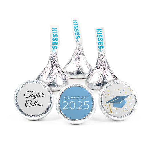 Light Blue Graduation 3/4" Sticker Cap & Confetti (108 Stickers)