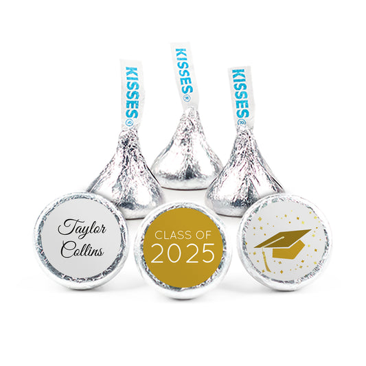 Gold Graduation 3/4" Sticker Cap & Confetti (108 Stickers)