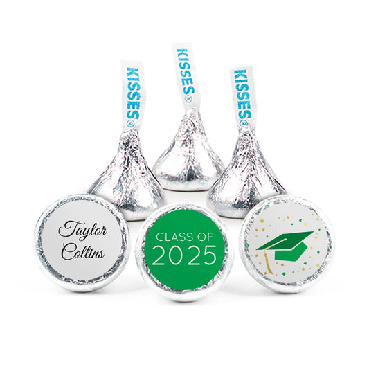 Green Graduation 3/4" Sticker Cap & Confetti (108 Stickers)