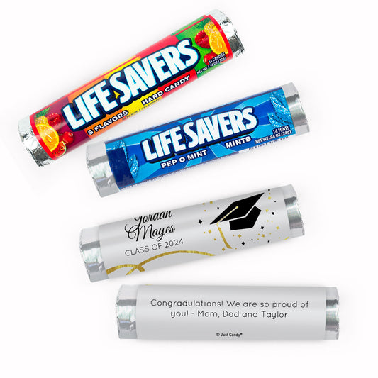 Personalized Graduation Cap and Confetti Lifesavers Rolls (20 Rolls)