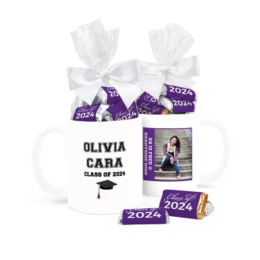 Personalized Graduation Photo 11oz Mug with approx. 24 Wrapped Hershey's Miniatures