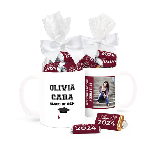 Personalized Graduation Photo 11oz Mug with approx. 24 Wrapped Hershey's Miniatures