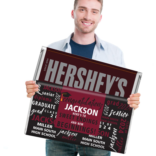 Graduation Gifts Personalized 5lb Hershey's Chocolate Bar (5lb Bar) - Word Cloud