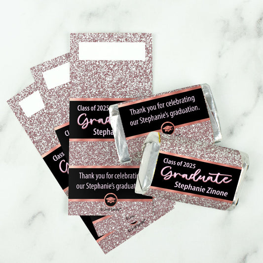 Personalized Rose Gold Grad Favors Mini Wrappers