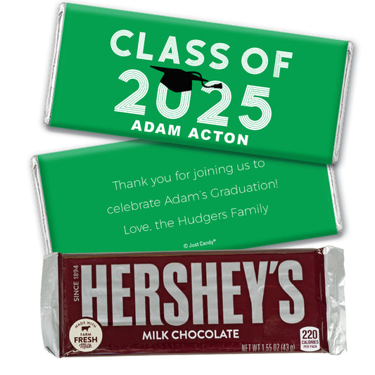 Personalized Green Graduation Grad Cap Hershey's Milk Chocolate Bar