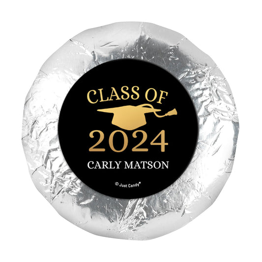 Personalized Golden Graduation Cap 1.25" Stickers (48 Stickers)