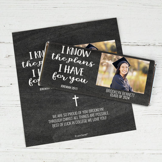 Personalized Religious Graduation Photo Chocolate Bar Wrappers