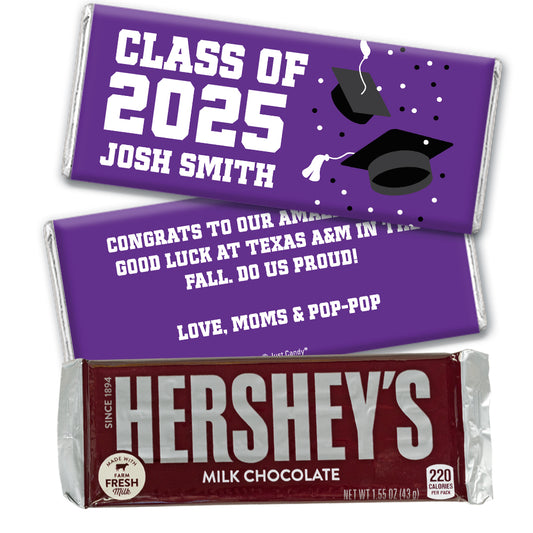 Personalized Purple Graduation Hershey's Milk Chocolate Bar -Grad Cap Toss