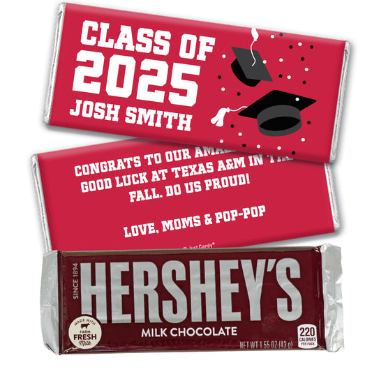 Personalized Red Graduation Hershey's Milk Chocolate Bar -Grad Cap Toss