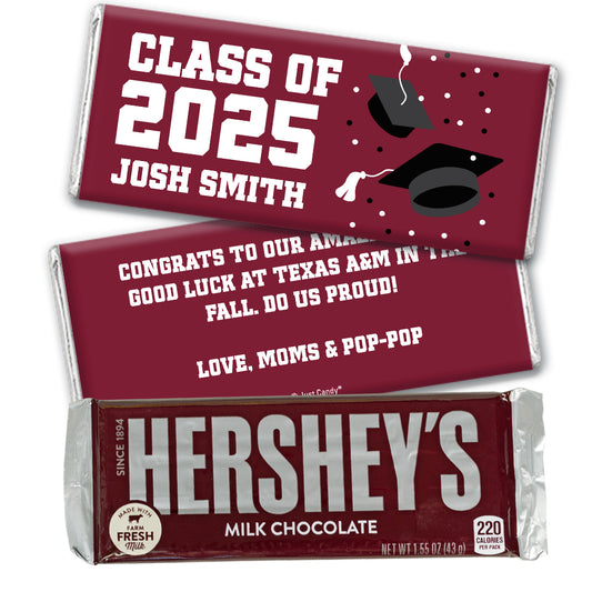 Personalized Maroon Graduation Hershey's Milk Chocolate Bar -Grad Cap Toss