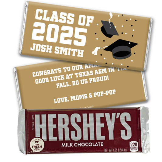 Personalized Gold Graduation Hershey's Milk Chocolate Bar -Grad Cap Toss