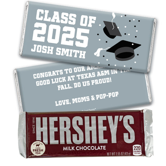 Personalized Silver Graduation Hershey's Milk Chocolate Bar -Grad Cap Toss