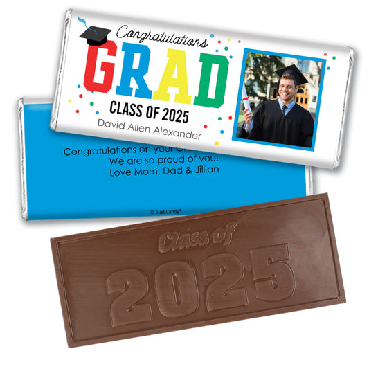 Personalized Graduation Embossed Chocolate Bar - Polka Dot