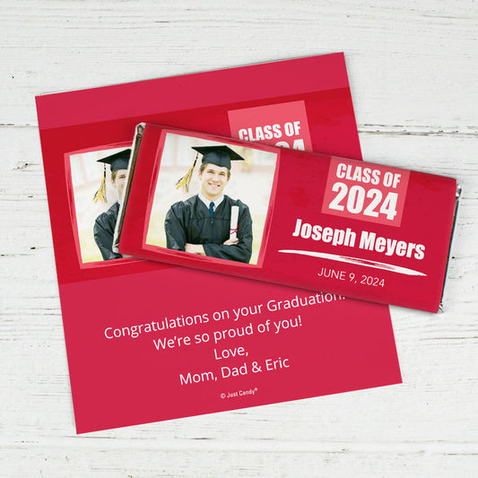 Graduation Personalized Chocolate Bar Wrappers Watercolor Photo