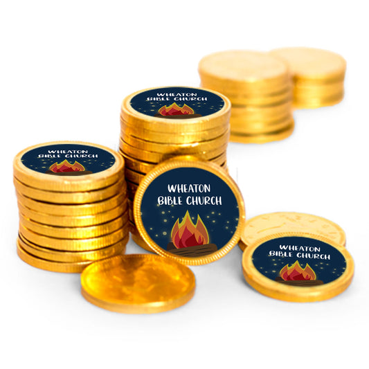 Personalized Vacation Bible School Bonfire Chocolate Coins (84 Pack)