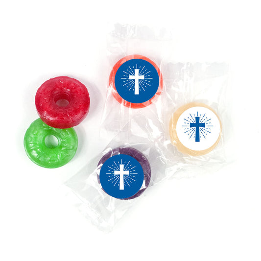 Blue and White Cross Life Saver 5 Flavor Hard Candy