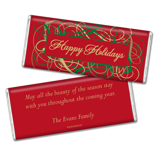 Happy Holidays Personalized Hershey's Milk Chocolate Bar Holiday Ribbons