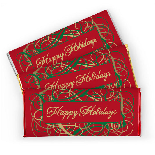 Happy Holidays Personalized Hershey's Milk Chocolate Bar Holiday Ribbons