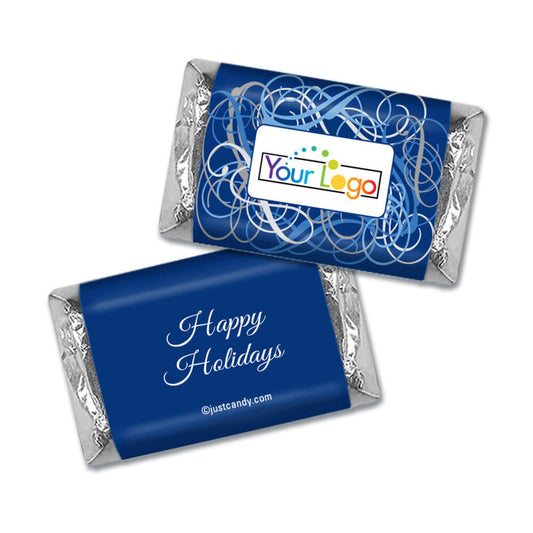 Happy Holidays Personalized Hershey's Miniatures Wrappers Winter Scrolls with Business Logo