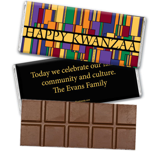 Happy Kwanzaa Personalized Belgian Chocolate Bar Colorful African Art Happy Kwanzaa