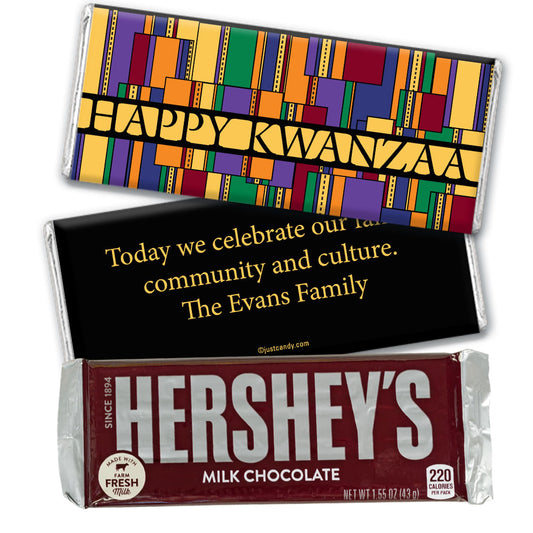 Happy Kwanzaa Personalized Hershey's Milk Chocolate Bar Colorful African Art Happy Kwanzaa