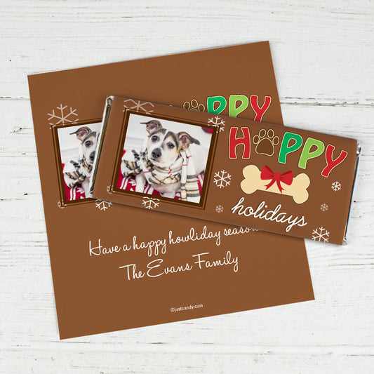 Christmas Personalized Chocolate Bar Wrappers Puppy Photo Happy Howlidays