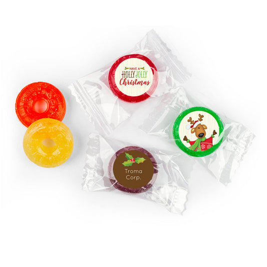 Personalized Christmas Jolly Reindeer Life Savers 5 Flavor Hard Candy