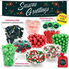 Personalized Holiday Pointsettia Seasons Greetings Deluxe Candy Buffet