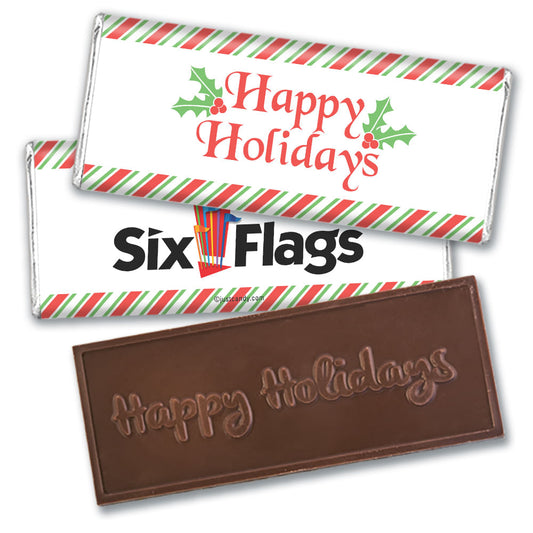 Personalized Happy Holidays Add Your Logo Embossed Chocolate Bar & Wrapper