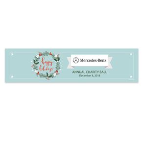 Personalized Christmas Decorative Wreath Add Your Logo 5 Ft. Banner