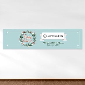 Personalized Christmas Decorative Wreath Add Your Logo 5 Ft. Banner