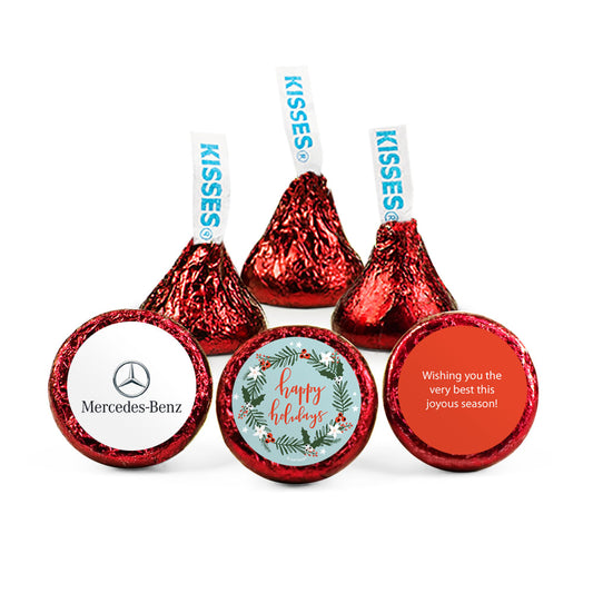 Personalized Happy Holidays Decorated Wreath Hershey's Kisses