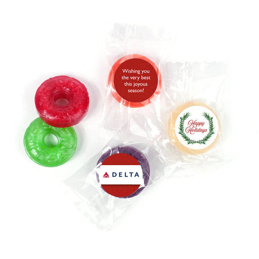 Personalized Christmas Winter Greenery with Logo Life Savers 5 Flavor Hard Candy