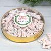 Personalized Winter Greenery Large Plastic Tin with Peppermint Yogurt Tree Pretzels (40pcs)