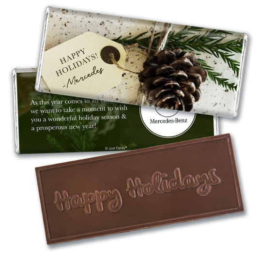 Personalized Christmas Corporate Gift Tag Embossed Chocolate Bar